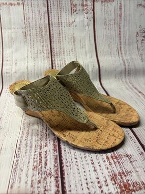 croft & barrow Olive Metallic Cork Thong Sandals